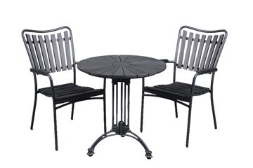 Caféset Grått/svart 2 stolar